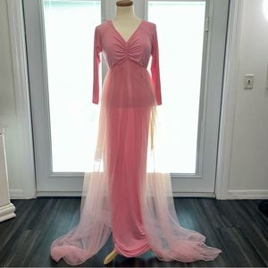 Pink Formal Photo Shoot Maternity Dress - Stretch XL